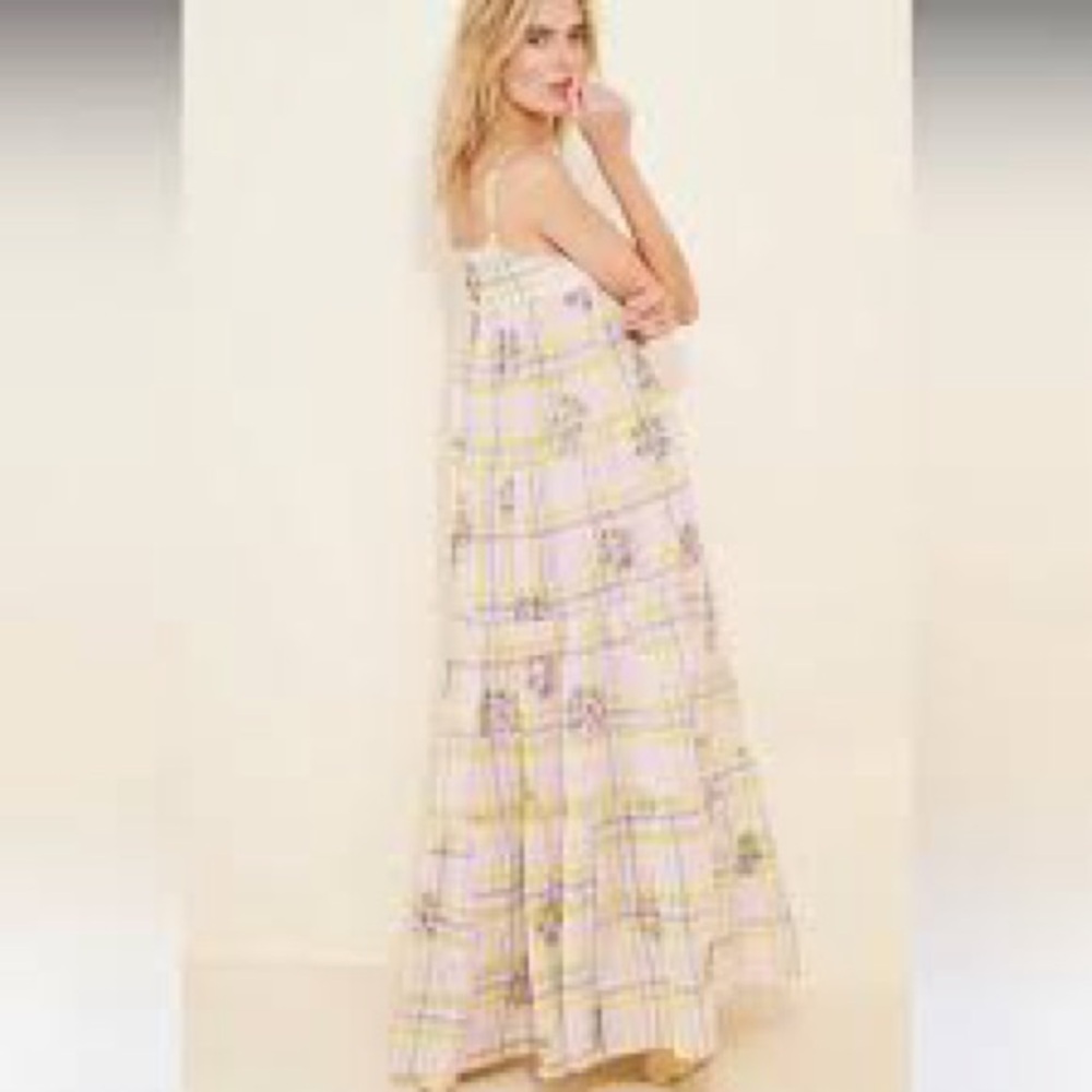 Anthropologie Payal Pratap Mixed Print Tiered Embroidered Maxi Dress Size M
